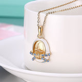 Yellow Gold Plated Necklace Pendant  AAA Zirconia  Lobster Clasp B178