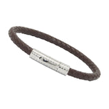 Unisex Men's Genuine Leather Stainless Steel Magnetic Clasp Bracelet Brown