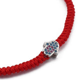 Adjustable Nylon Braided Stainless Steel Bracelet Hamsa Fatima Black Red Z149