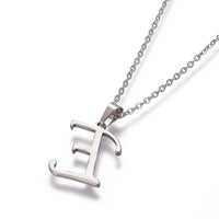 Stainless Steel Set Stud Earring Pendant Necklace Alphabet Letter 17.7" P495