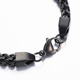 Stainlee Steel Wheat Chain Bracelet Lobster Black Gold 9" (230mm) 6mm Z98