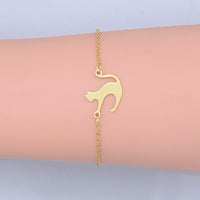 Stainless Steel Kitten Bracelet Lobster Cat Silhouette Silver Ajustable Z208