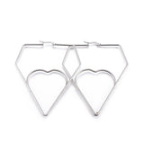 201 Stainless Steel Hoop Earrings Heart Stainless Steel Color 1.7" to 3.4" P541