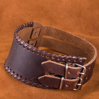 Leather Bracelet  Black Brown 15 Inches 50MM Push button L445