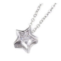 304 Stainless Steel Pendant Necklaces Cubic Zirconia Star Silver Gold 17.8" P661