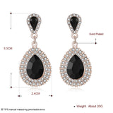 Yellow Gold Plated Earrings  Chadelier AAA Zirconia Black Stud Clasp L823