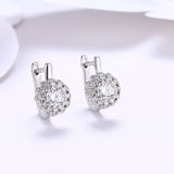 Platinum Plated Earrings  Hoop Huggies AAA Zirconia Latch Back Clasp L582
