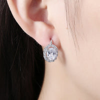 Platinum Plated Earrings  Hoop Huggies AAA Zirconia Latch Back Clasp L583