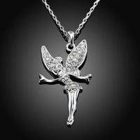 Rose Gold Platinum Plated Necklace Pendant Tinkerbell Wings Fairy 20" 2MM Lobster B333