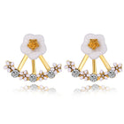 Yellow Gold Platinum Plated Earrings Drop Dangle AAA Zirconia  Stud Clasp L827