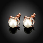 White Rose Gold Plated Pearl Zirconia Stud Earrings L69