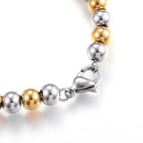 Stainless Steel Bead Ball Bracelet Lobster Gold Silver 7.75 6mm Z45