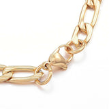 304 Stainless Steel Bracelet Figaro Chains Lobster Clasp Gold 7.8" 6mm  A80