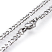 304 Stainless Steel Curb Chain Necklace Lobster Silver Color 19.5" 3mm  A260