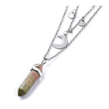 Malachite Bullet Pendant Necklace 316 Stainless Steel Lobster Clasp 16" Z509
