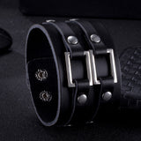 Leather Bracelet  9 Inches 49MM Push button L444