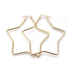201 Stainless Steel Hoop Earrings Star Gold 12 Gauge 65.5x62 2mm Pin: 0.7mm A154