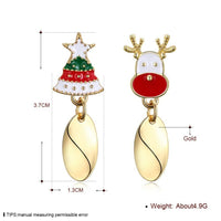 Enamel Stud Earrings Christmas Reindeer Rudolph Christmas Tree 37x13mm P134