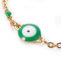 Stainless Steel Enamel Chain Bracelet Lobster Evil Eye Gold Adjustable 2mm A110