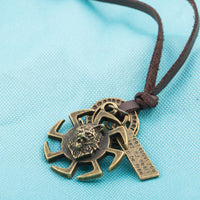 Genuine Leather Necklace Pendant  Adjustable Size Slide Clasp B469
