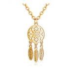 304 Stainless Steel Pendant Necklace Flower Feather Silver Color 16"  A413