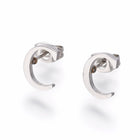 Stainless Steel Set Stud Earring Pendant Necklace Alphabet Letter 17.7" P495