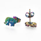 Stainless Steel Stud Earrings Earring Backs Elephant 6.5x10mm Pin: 0.7mm A175