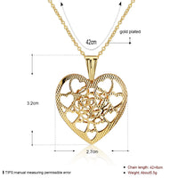 Yellow Gold Platinum Plated Necklace Women's Pendant Heart Lobster Clasp B281