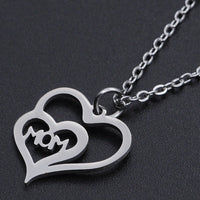 Mother's Day Stainless Steel Pendant Necklace Lobster Heart Mom 15.7" 1.5mm P49