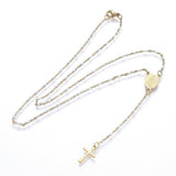 Stainless Steel Lariat Necklace Enamel Lobster Cross Virgin Gold Blue 17" A210