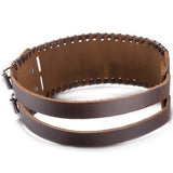 Leather Bracelet  Black Brown 15 Inches 50MM Push button L445