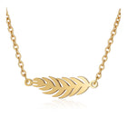 Stainless Steel Pendant Necklaces Leaf Silver Gold 17.1" P383