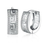 Platinum Plated Earrings Hoop Huggies AAA Zirconia Latch Back Clasp L544