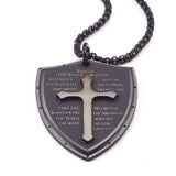 Stainless Steel Pendants Necklace Box Lobster Shield Cross Gunmetal 24" Z634