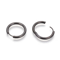 Stainless Steel Hoop Earrings Rose Gold Purple Black Huggie 1" Pin 1mm  P623