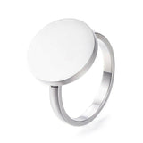 304 Stainless Steel Finger Rings Flat Round Gold Silver Z694