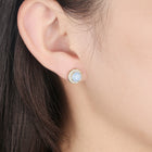 Yellow Gold Plated Earrings  Stud AAA Zirconia Opal Push Back Clasp L478