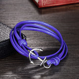 Leather Bracelet Anchor 8 Inches 10MM Hook Clasp L477