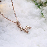 Zinc Alloy Pendant Necklace Christmas Reindeer Platinum Rose Gold 17.7" P29