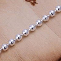 Unisex Women's Sterling Silver Plated  Bracelet Beads Size 8.5 Inches 4MM Toggle L6