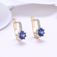 Yellow Gold Plated Earrings  Hoop Huggies AAA Zirconia  Latch Back Clasp L592