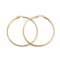 Ring 304 Stainless Steel Hoop Earrings Gold 65x2mm Pin 1x0.7mm P345