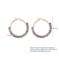 Hoop Earrings Stone Beads Gold Stainless Steel Hoop 50mm Pin 0.6x1mm  P602