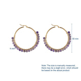 Hoop Earrings Stone Beads Gold Stainless Steel Hoop 50mm Pin 0.6x1mm  P602