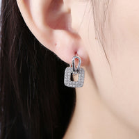 Platinum Plated Earrings  Drop Dangle AAA Zirconia Latch Back Clasp L577