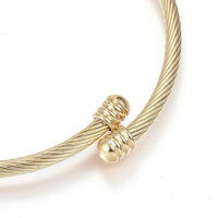 316 Stainless Steel Torque Bangles Heart Flexible Rose Gold Silver 2.2" P281