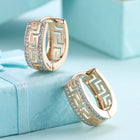 Platinum Plated Earrings Hoop Huggies AAA Zirconia Latch Back Clasp L544