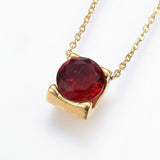 Stainless Steel Set Pendant Necklace Earrings Zirconia Red Gold 17.71" P723