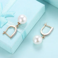 Yellow Gold Plated Earrings Drop Dangle AAA Zirconia  Latch Back Clasp L549