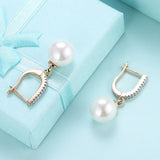 Yellow Gold Plated Earrings Drop Dangle AAA Zirconia  Latch Back Clasp L549